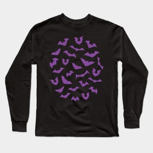 Pastel purple witch spooky bats Long Sleeve T-Shirt